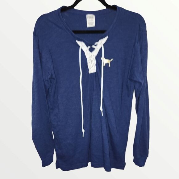 Victoria's Secret Pink Bling Long Sleeve Campus T Shirt Glitter Studded … - Picture 6 of 7